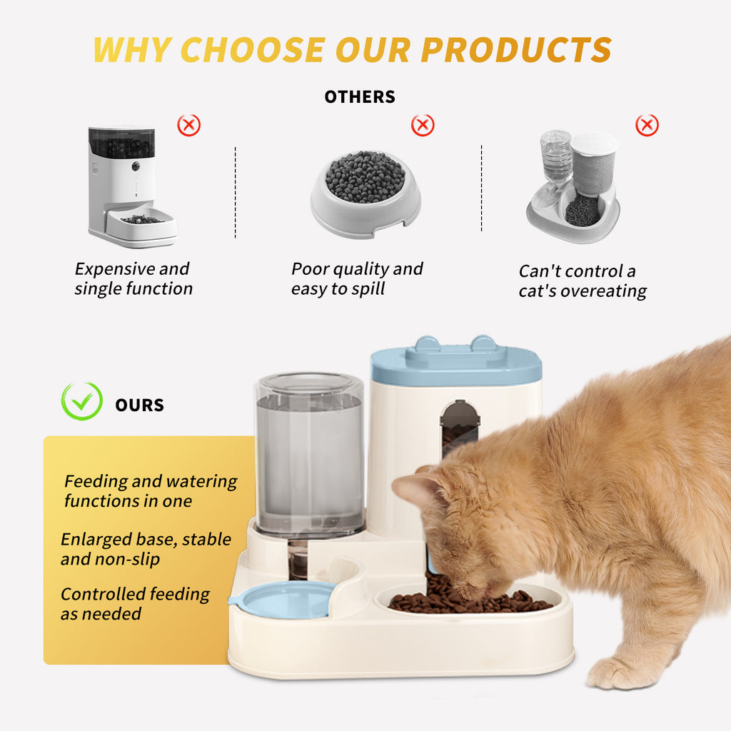 Fully Automatic 2in1 Cat Food Dispenser - Integrated Water And Food Feeding System - Cute Water Dispenser